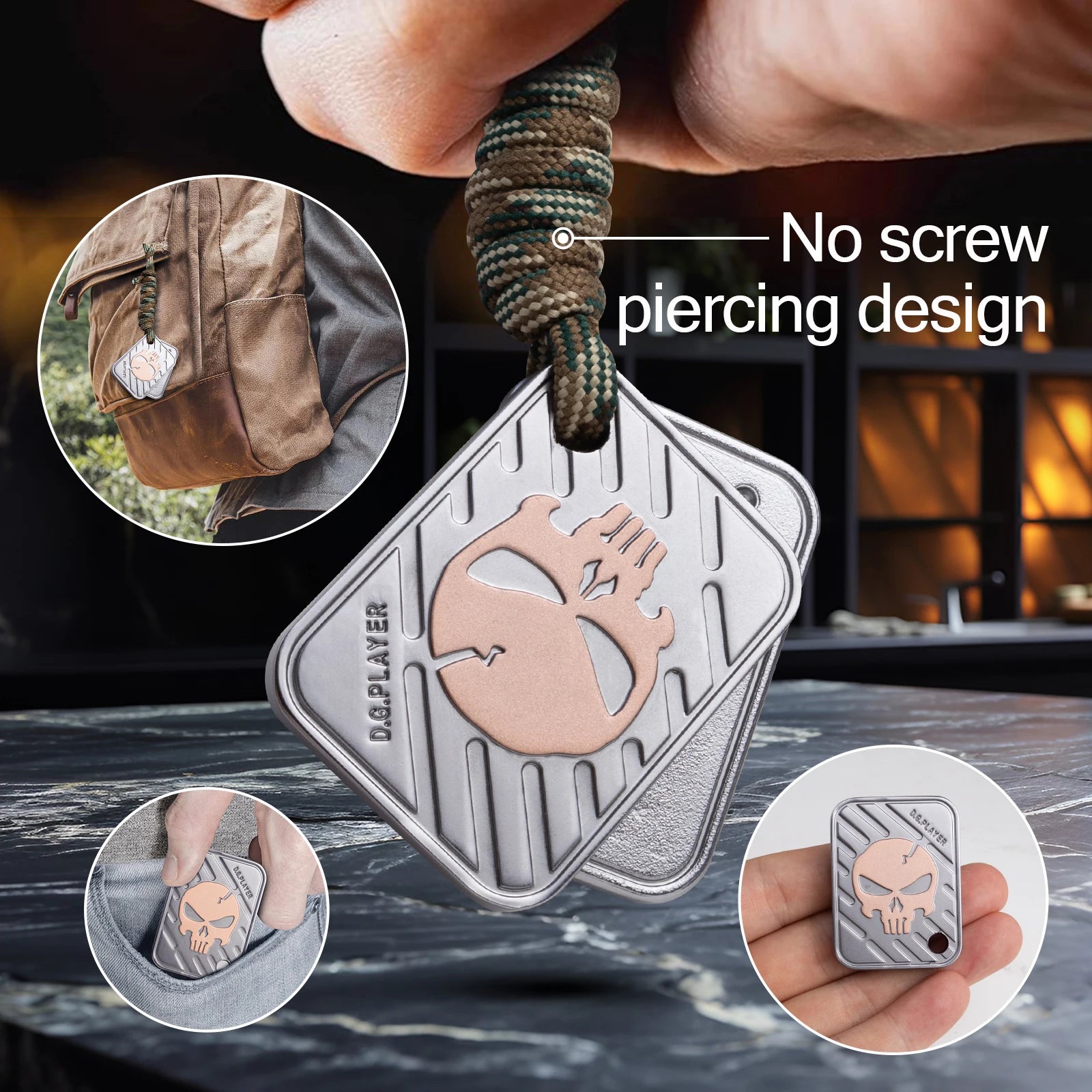 Double-Layer Magnetic Fidget Slider – Skull-Etched Metal Clicker Coin EDC Stress-Relief Toy - Titanfidget
