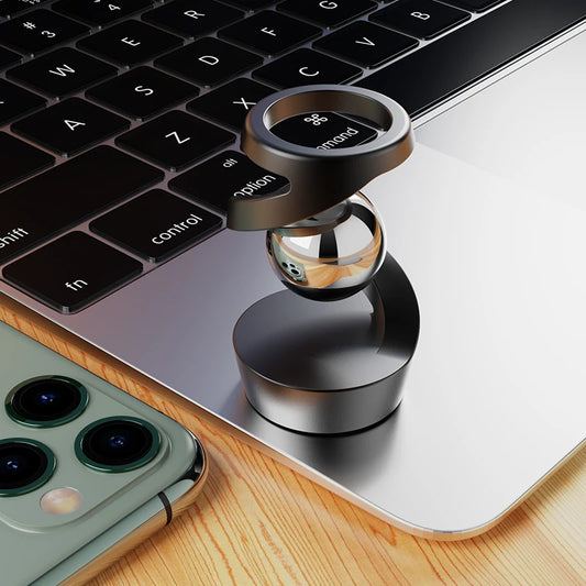Desktop Rotating Gyroscope Finger Fidget Spinner Toy All Aluminum Alloy Spinning Gyro Silver Metallic Accents For Adults Gift - Titanfidget