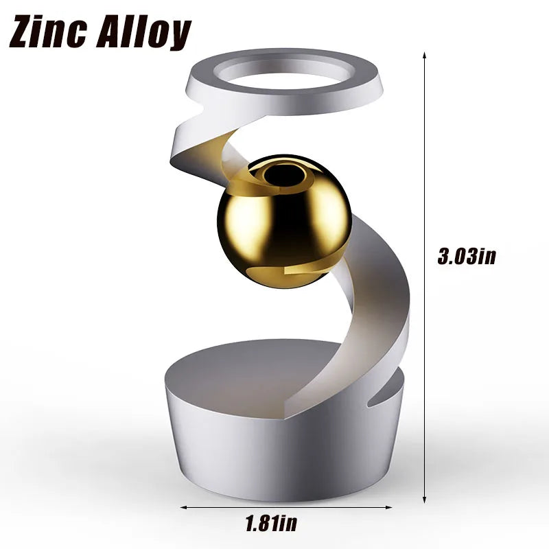 Desktop Rotating Gyroscope Finger Fidget Spinner Toy All Aluminum Alloy Spinning Gyro Silver Metallic Accents For Adults Gift - Titanfidget