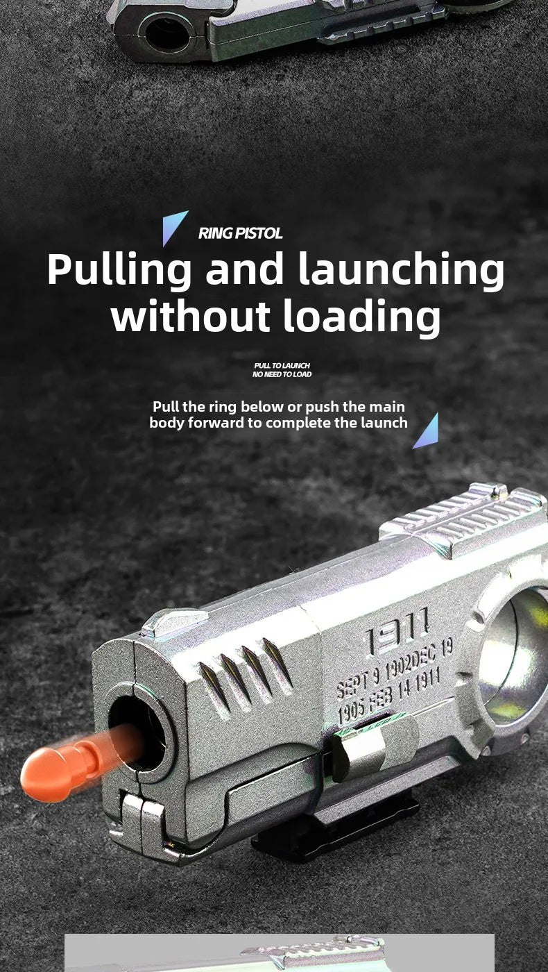 Mini Ring Pistol: EDC Metal Fidget Toy with Shell Ejection - Titanfidget
