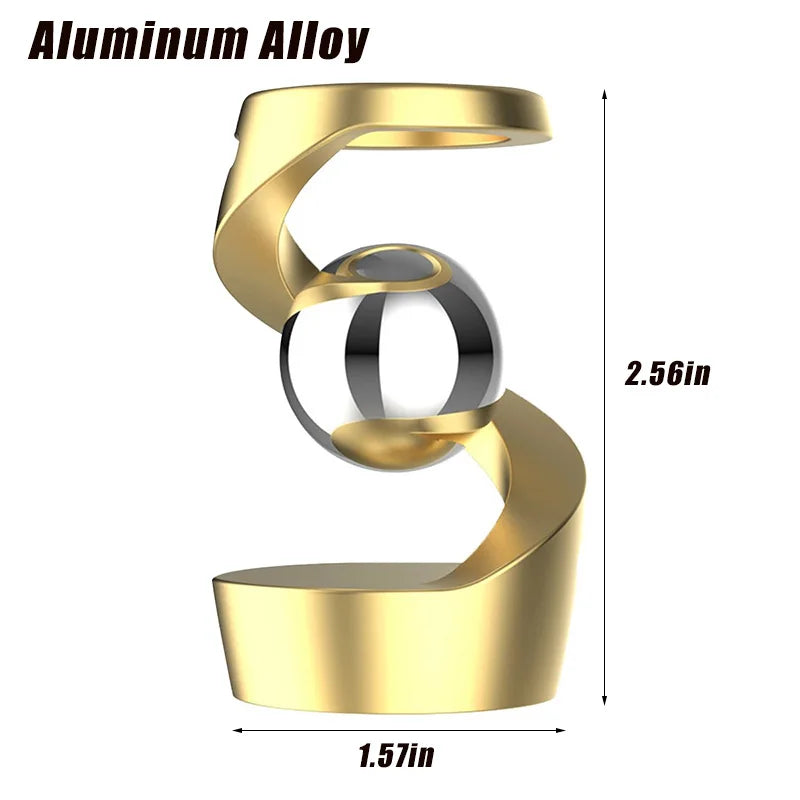 Desktop Rotating Gyroscope Finger Fidget Spinner Toy All Aluminum Alloy Spinning Gyro Silver Metallic Accents For Adults Gift - Titanfidget