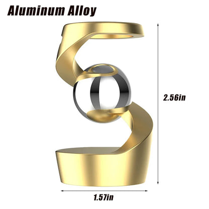 Desktop Rotating Gyroscope Finger Fidget Spinner Toy All Aluminum Alloy Spinning Gyro Silver Metallic Accents For Adults Gift - Titanfidget