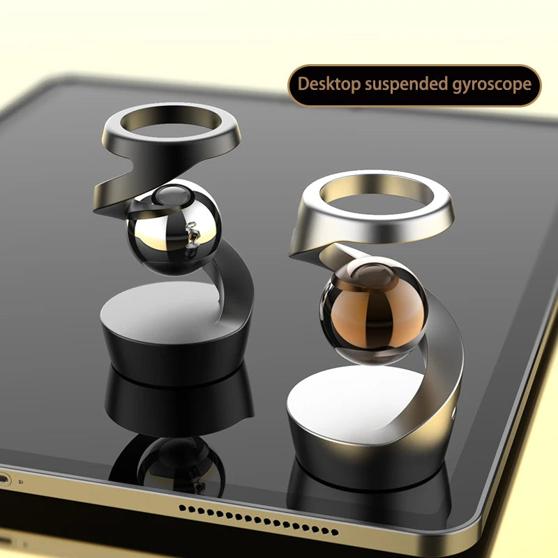 Desktop Rotating Gyroscope Finger Fidget Spinner Toy All Aluminum Alloy Spinning Gyro Silver Metallic Accents For Adults Gift - Titanfidget