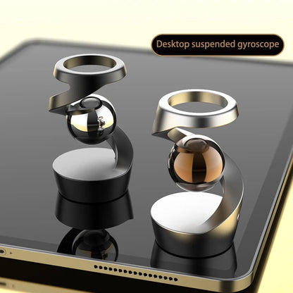 Desktop Rotating Gyroscope Finger Fidget Spinner Toy All Aluminum Alloy Spinning Gyro Silver Metallic Accents For Adults Gift - Titanfidget
