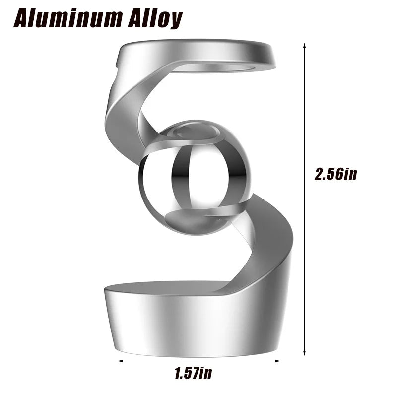 Desktop Rotating Gyroscope Finger Fidget Spinner Toy All Aluminum Alloy Spinning Gyro Silver Metallic Accents For Adults Gift - Titanfidget