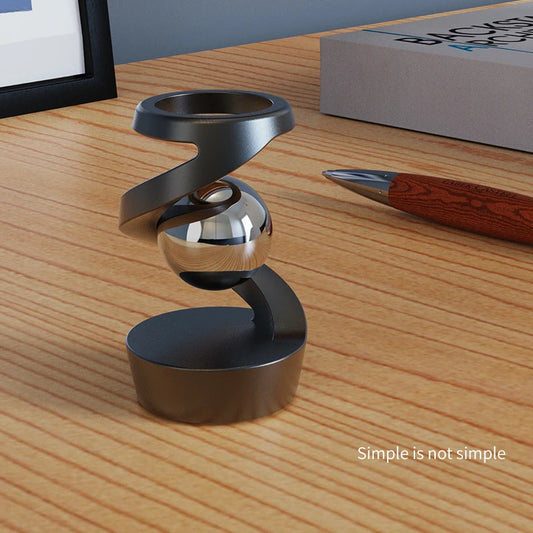 Desktop Rotating Gyroscope Finger Fidget Spinner Toy All Aluminum Alloy Spinning Gyro Silver Metallic Accents For Adults Gift - Titanfidget