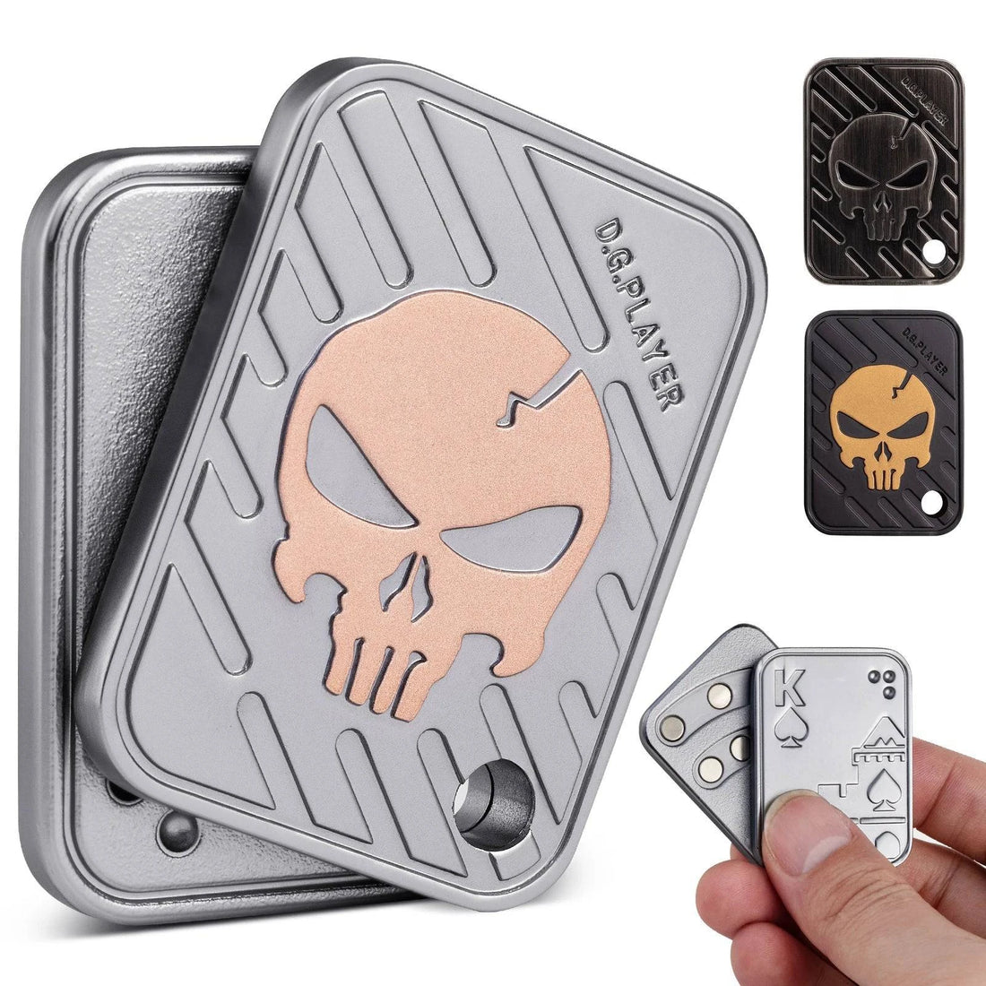 Double - Layer Magnetic Fidget Slider – Skull - Etched Metal Clicker Coin EDC Stress - Relief Toy